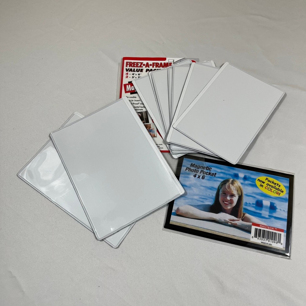 Magnetic Photo Pockets 11pk Nine 4x6 Two 5x7 Refrigerator Magnet Frames